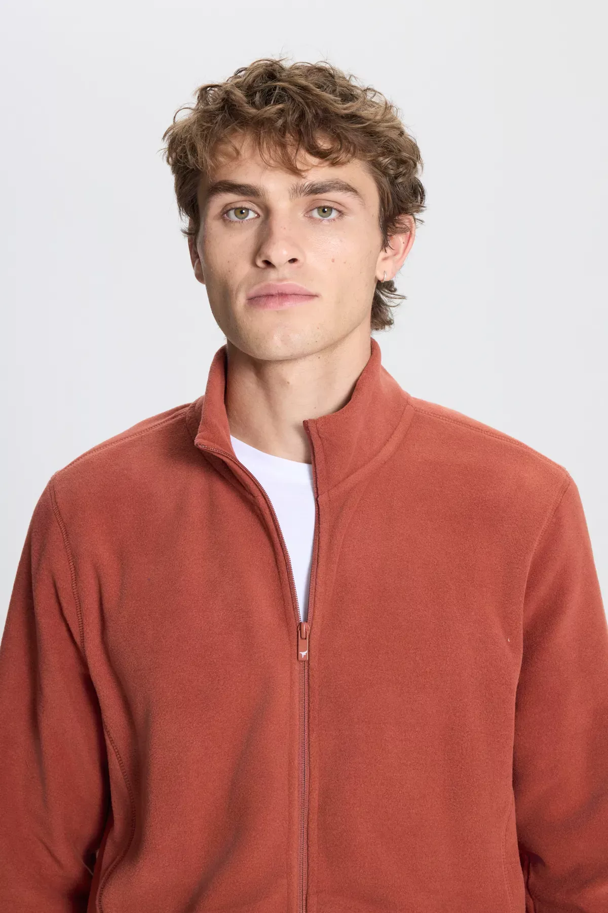 Erkek Açyk Goňur Anti- Pilling Tüylenme Yapmayan Standart Fit Bato Ýaka Sweatshirt Polar Penjek - 19114976 — surat 4/8