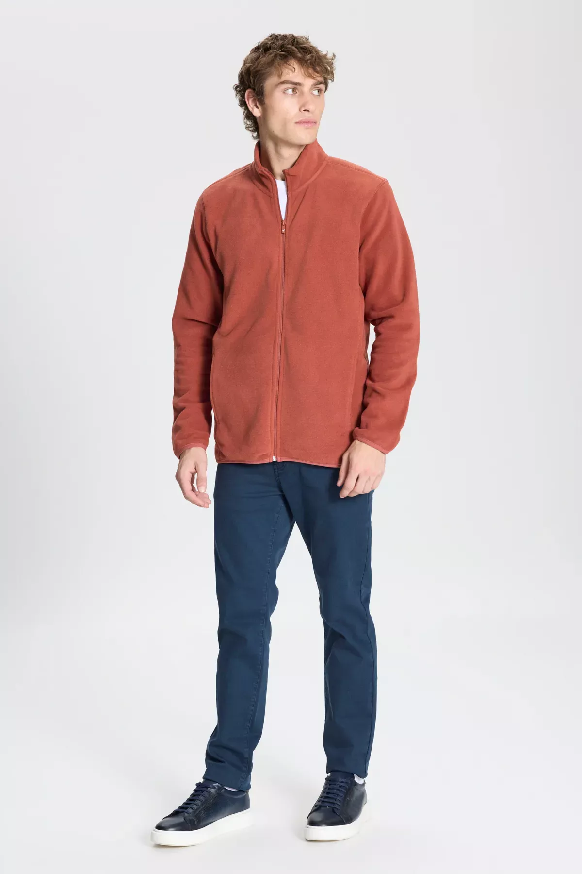 Erkek Açyk Goňur Anti- Pilling Tüylenme Yapmayan Standart Fit Bato Ýaka Sweatshirt Polar Penjek - 19114976 — surat 2/8