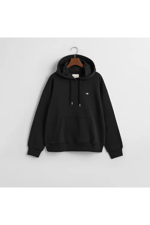 GANT Aýallar üçin gara, relaxed fit, telpekli sweatshirt - 34193514