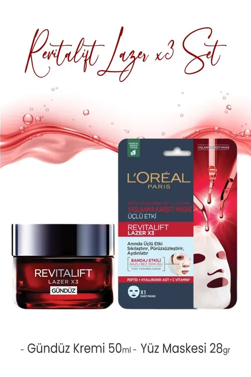 Loreal Paris Revitalift Lazer Gündüz Kremi 50 Ml We Maske 28 Gr - 19364687
