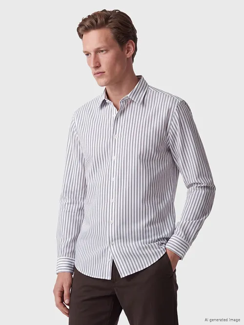 Regular Fit çyzykly poplin erkek köýnegi - 36638082