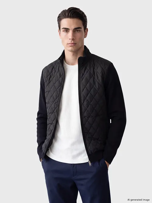 Regular Fit dik ýakaly erkek triko hirkasy - 36636557