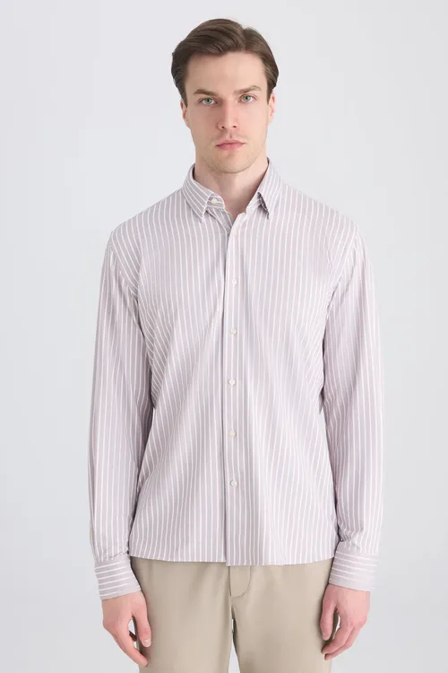 Ds Damat Slim Fit wizon çyzykly köýnek - 34130827