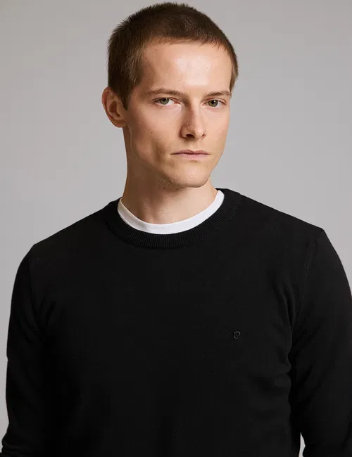Slim Fit gara esasy trikotaž jemperi - 37209794 — surat 2/6
