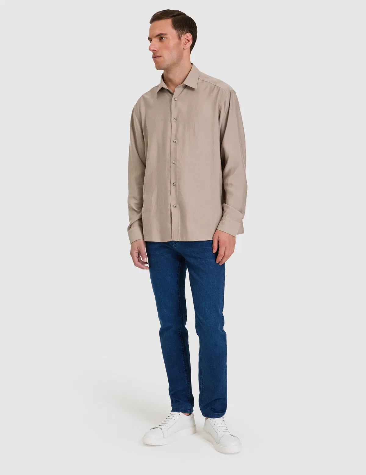 Camel Comfort Fit uzyn ýeňli erkek köýnegi - 37209790 — surat 4/5