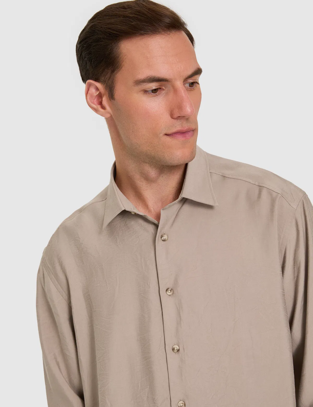 Camel Comfort Fit uzyn ýeňli erkek köýnegi - 37209790 — surat 2/5