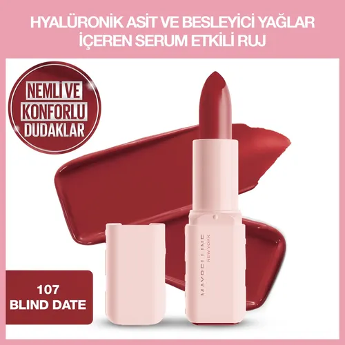 Maybelline New York sarym täsirli gialuron turşulygy we iýmitlendiriji ýagly dodak boýagy, 107 Blind Date - 33219966