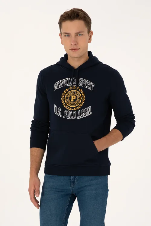 Regular Fit goýy gök tüýjümek erkek swetişody - 30429834