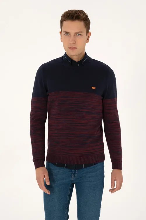 Goýy mawy reňkli Slim Fit erkek jemperi - 30429902