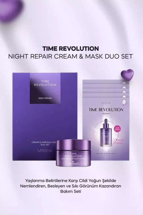 Garrylyga garşy ideg kremi we 5-li maska toplumy Time Revolution Night Repair Cream & Ampoule Mask Duo Set - 27753853