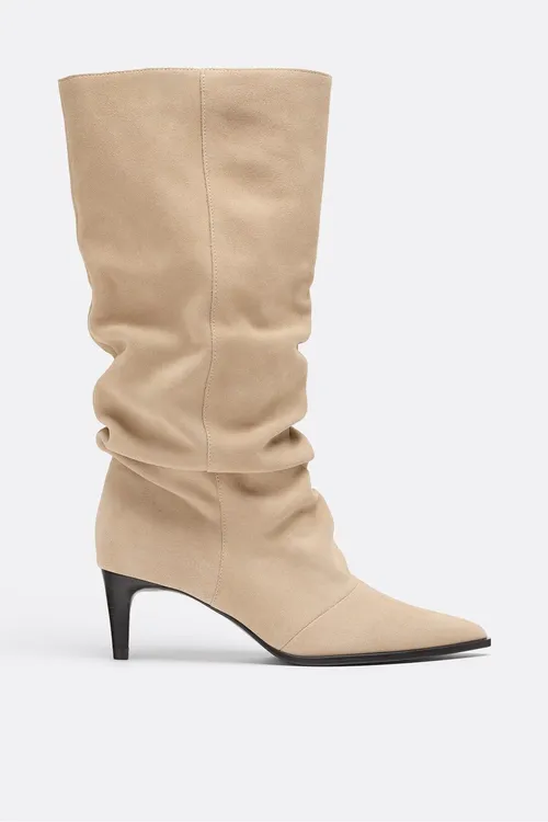 Deri slouchy ökçeli bot - 36641111