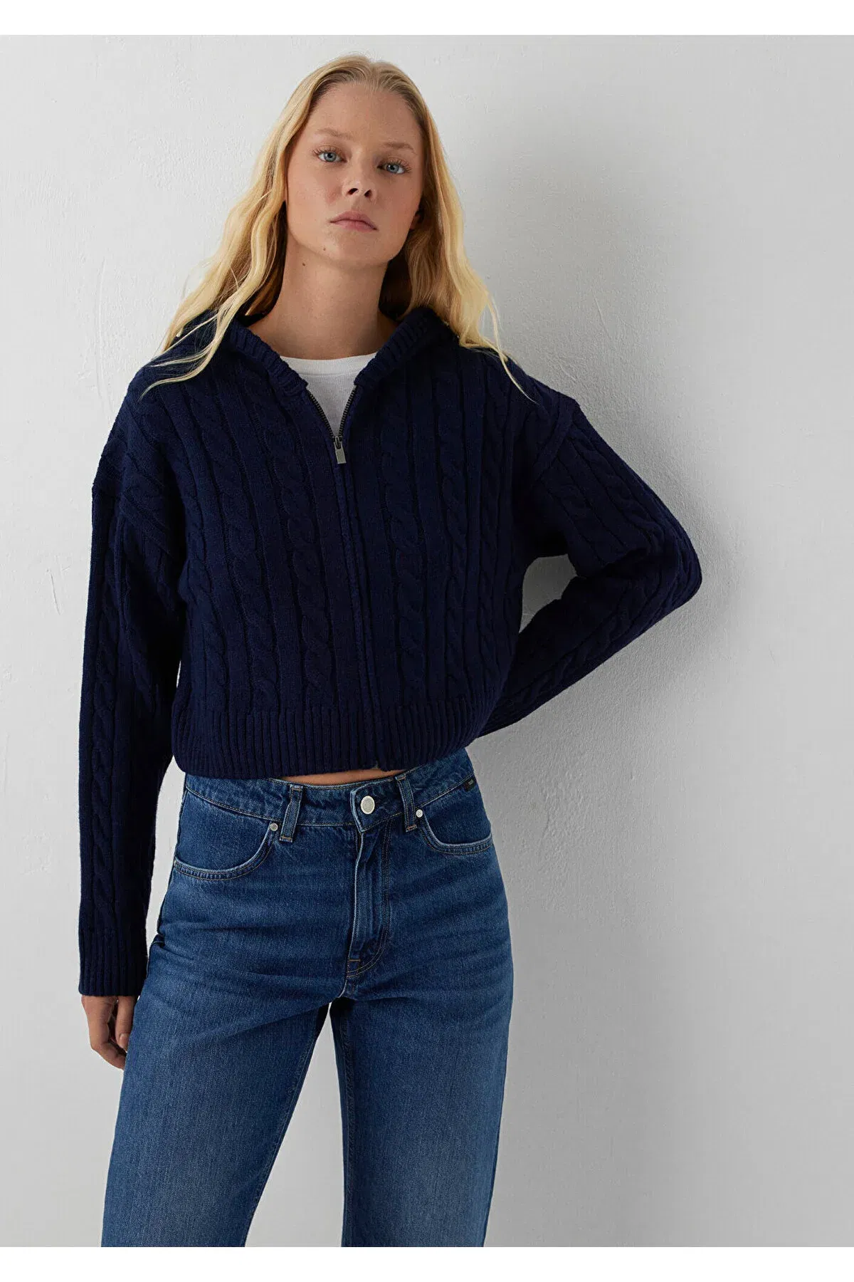 Ýüň Gatyşykly Kapuşonly Crop Gara- Gök Kardigan Regular Fit/ Adaty Biçim 1710999- 70492 - 37212449 — surat 3/8