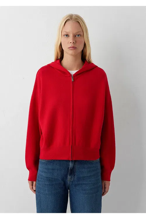 Kapuşonly Gyzyl Kardigan Loose Fit/ Bol Rahat Biçim 1710934- 82054 - 37212469 — surat 3/7