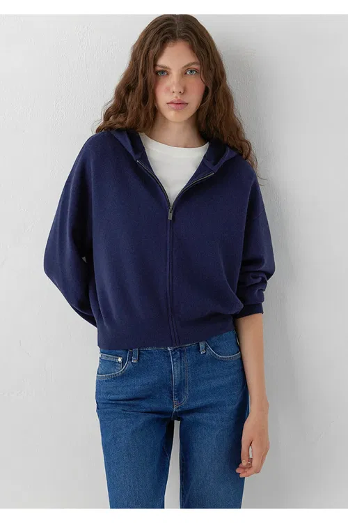 Kapuşonly Gara- Gök Kardigan Loose Fit/ Bol Rahat Biçim 1710934- 70492 - 37212247 — surat 2/8