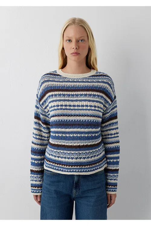 Çyzykly Jacquard Stilinde Jempir Loose Fit/ Bol Rahat Biçim 1710975- 84057 - 37212343 — surat 4/8