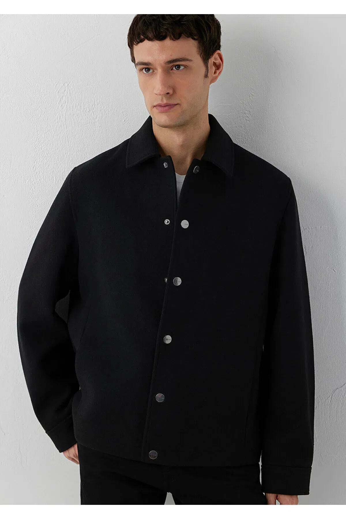 Ýüň Gatyşykly Gara Gysga Palto Regular Fit/ Adaty Biçim 0110883- 71379 - 37212356 — surat 2/8