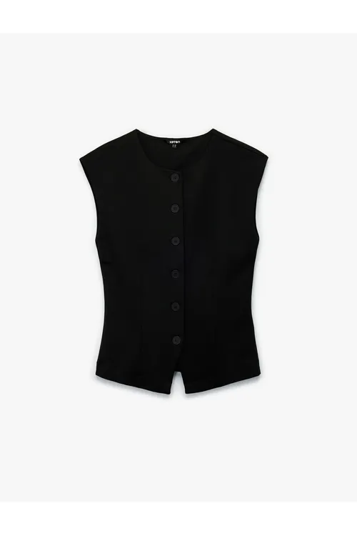 Togalak ýakaly we ilikli Slim Fit žileti - 31270364