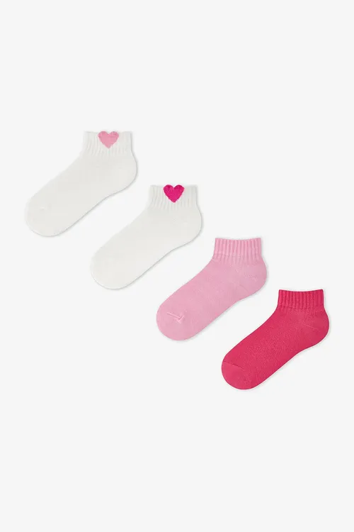 Gyz çagalar üçin pemsesi Pink Heart 4-li gysga joraby - 34134976