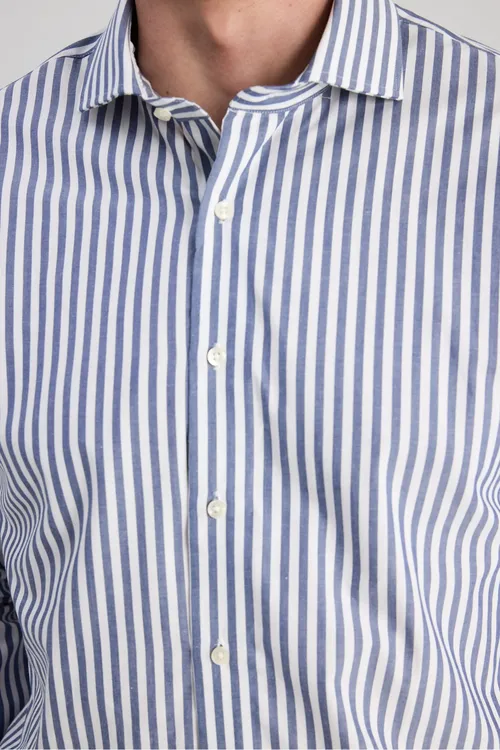 Ds Damat Slim Fit goýy gök zolakly köýnek - 35488999 — surat 2/6