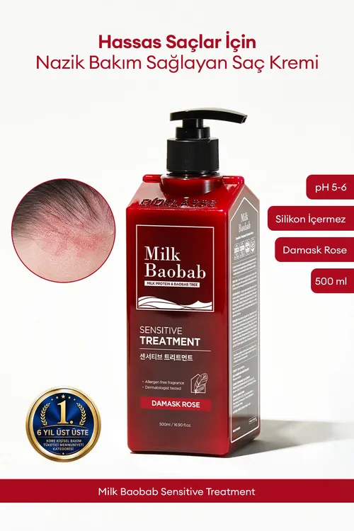 Duýgur saçlar üçin näzik seretmek üpjün edýän saç kremi Sensitive Treatment (Damask Rose) - 35917201