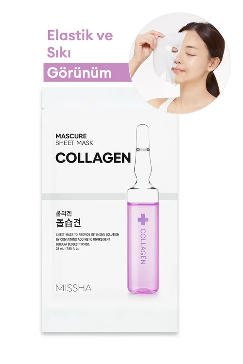 Kollagen düzümli çeýelik berýän puka maskasy MISSHA Mascure Elasticity Solution Sheet Mask Collagen - 35902489