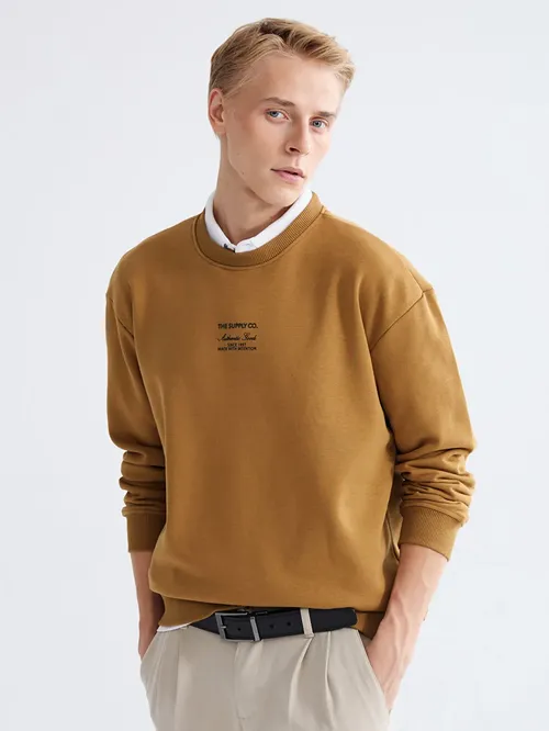 Tegelek Ýaka Şekilli Erkek Galyň Sweatshirt - 29839544
