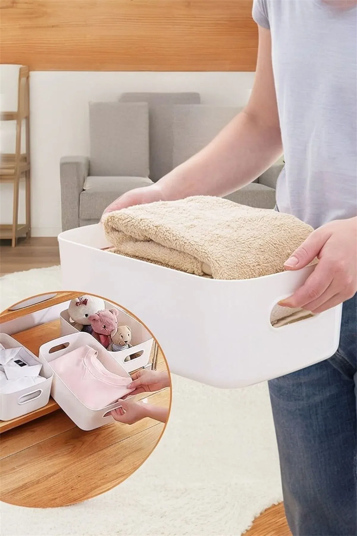 Ak reňkli plastik hammam tertipleýjisi (organaýzer), köp maksatly — hammam, aşhana we ofis üçin - 33253457 — surat 4/7