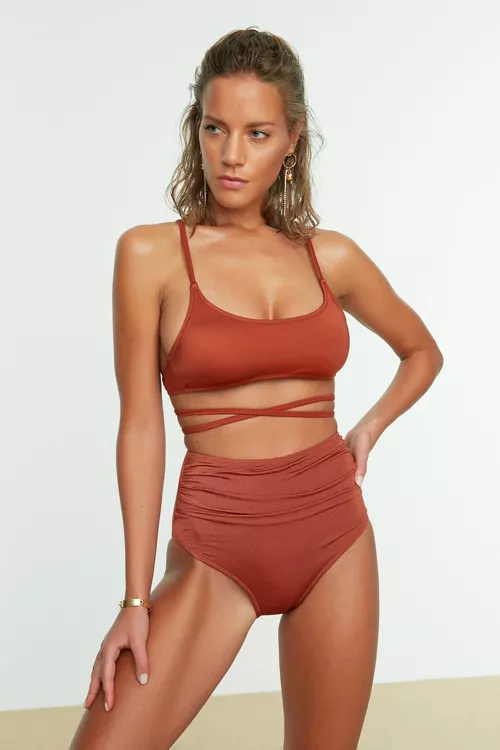 Dor ýokary belli drape detally bikini aşagy TBESS21BA0178 - 8889484
