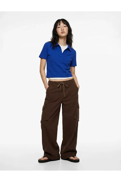 Pagta mataly polo ýaka gysga ýeňli Slim Fit tişört - 34297995
