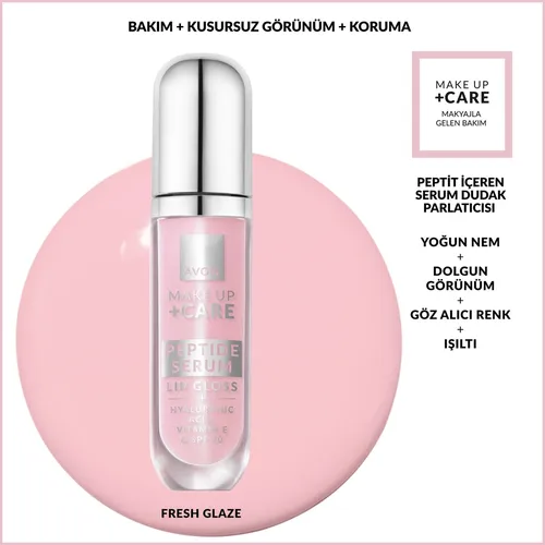 Peptidli we SPF20 goragly dodak üçin syworotka-ýalpyldawuk Avon Make Up +Care Fresh Glaze - 36558952