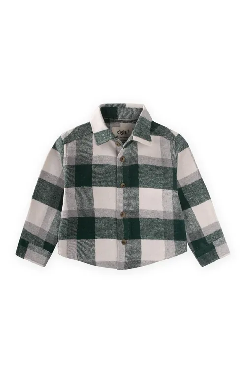 1-9 ýaşly çagalar üçin haki reňkli öýjükli köýnekçe - 29898215
