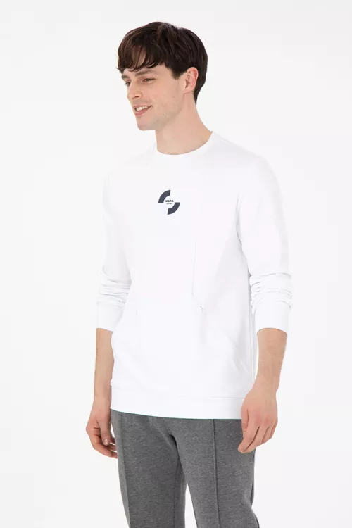 Erkek ak sweatshirt - 25919856
