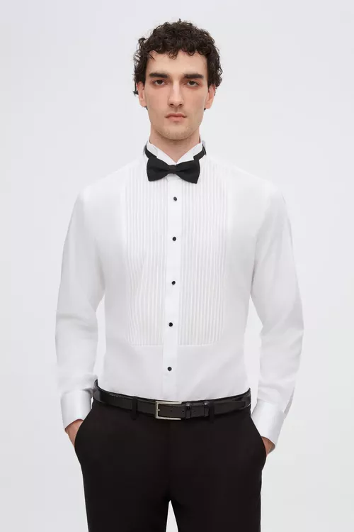 Smoking üçin ak klassiki Ds Damat Slim Fit köýnegi - 26396592