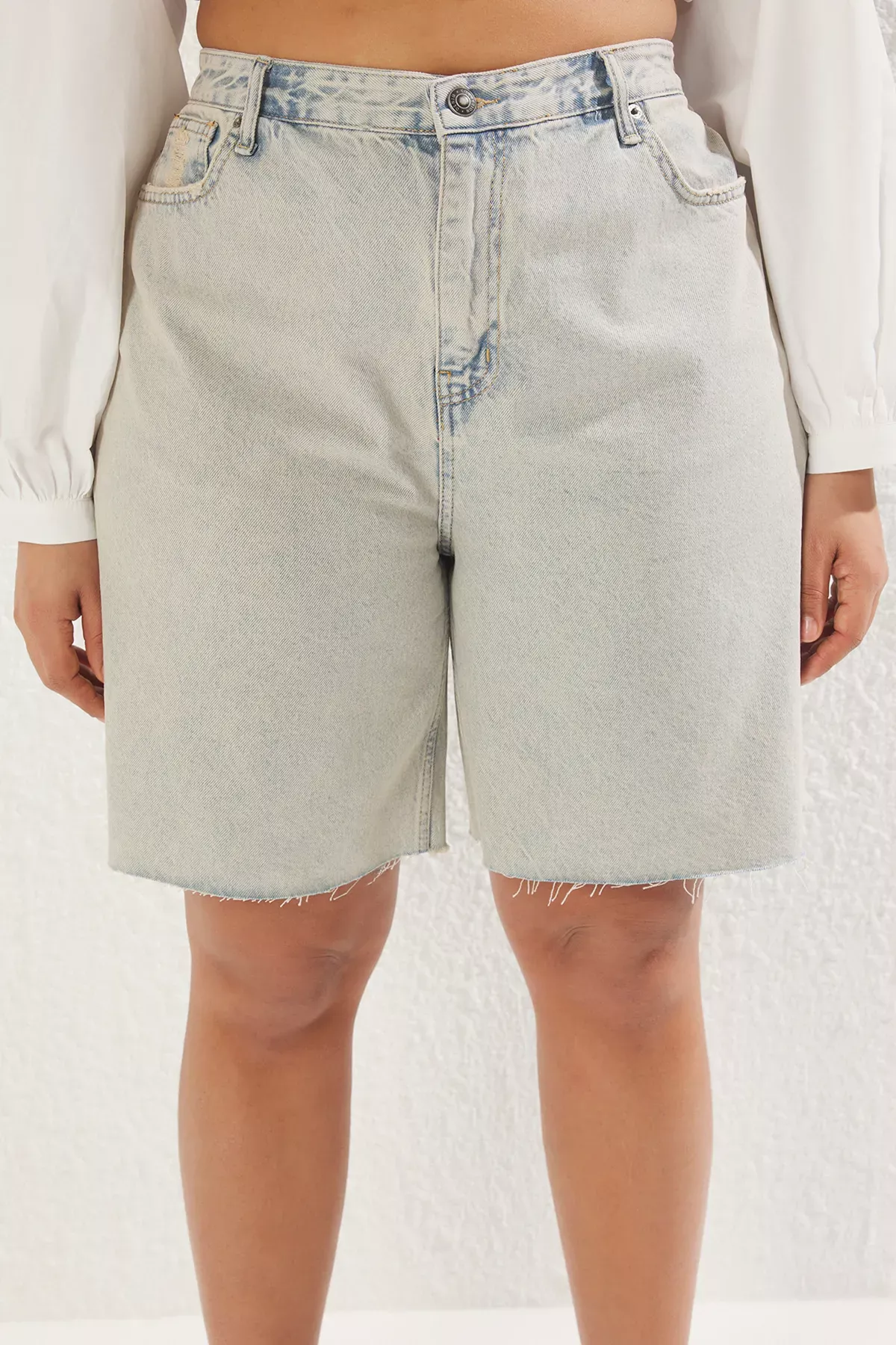 Açyk mawy Wide Leg ölçegli uly ölçegli şort we bermuda TBBSS25AP00008 - 26642019 — surat 3/5