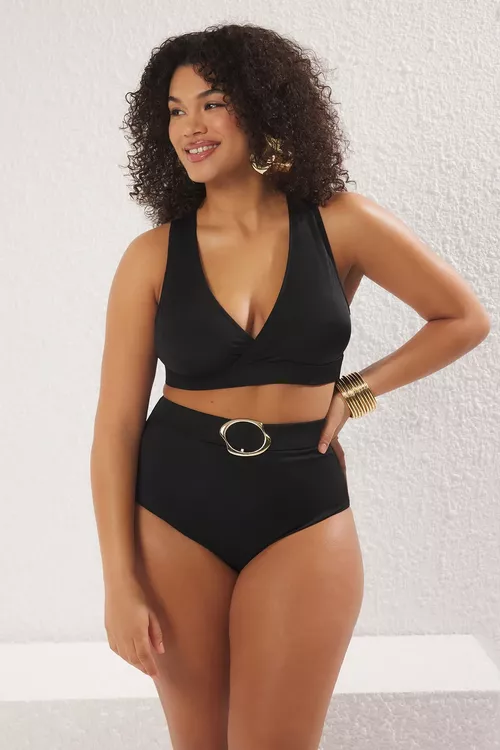 Gara ýokary billi bilinde aksessuar detallary bolan uly ölçegli bikini aşagy TBBSS25CR00006 - 27078709
