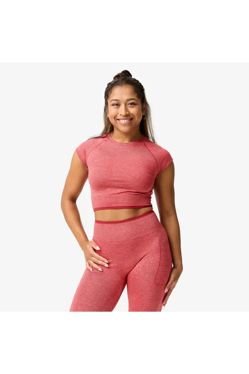 Domyos zenanlar üçin dikişsiz crop top - myşsa ösdüriji - gyzyl/gülgüne - 35884175