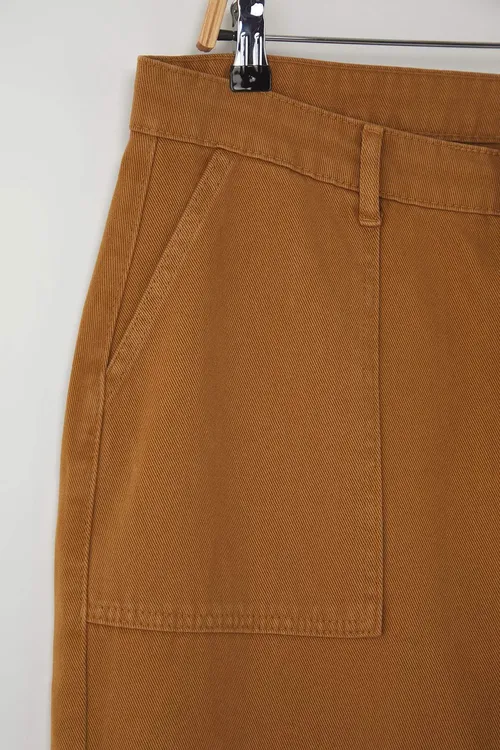 Sarymtyl-goňur (hardal) reňkli, ýokary belli, giň paçaly uly ölçegli Wide Leg jinsy balagy TBBAW25CJ00001 - 28815352 — surat 2/4