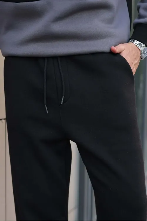 Polo ýakaly, reňk blokly gara erkek sport lybasy E7368 - 36650765 — surat 6/6