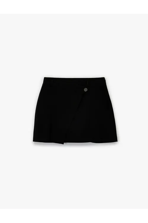 Wiskozadan Slim Fit goşa ilikli gysga şort-ýubka - 29955986
