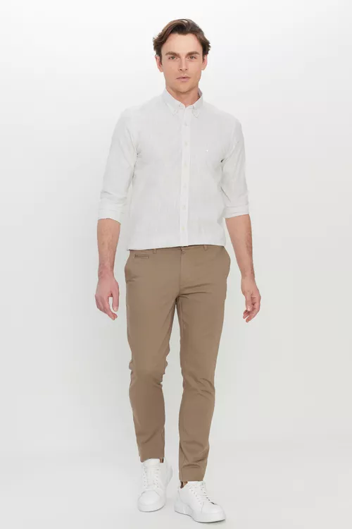 Gapdal jübüli Slim Fit goňur-sary gündelik balak - 27274780
