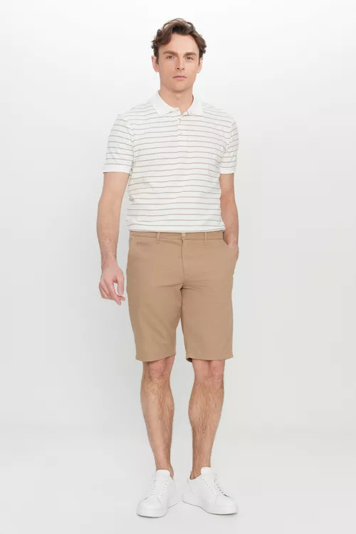 Slim Fit sirsaker effektli wizon reňkli şortlar - 27277704