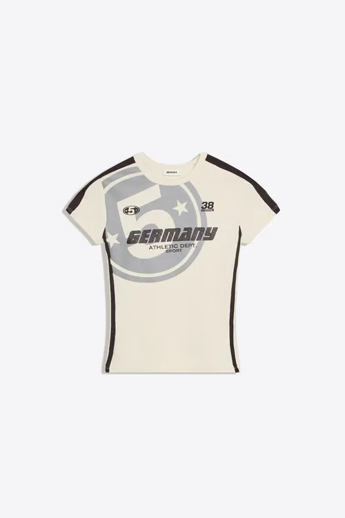 Gysga ýeňli sport printli futbolka - 34242007