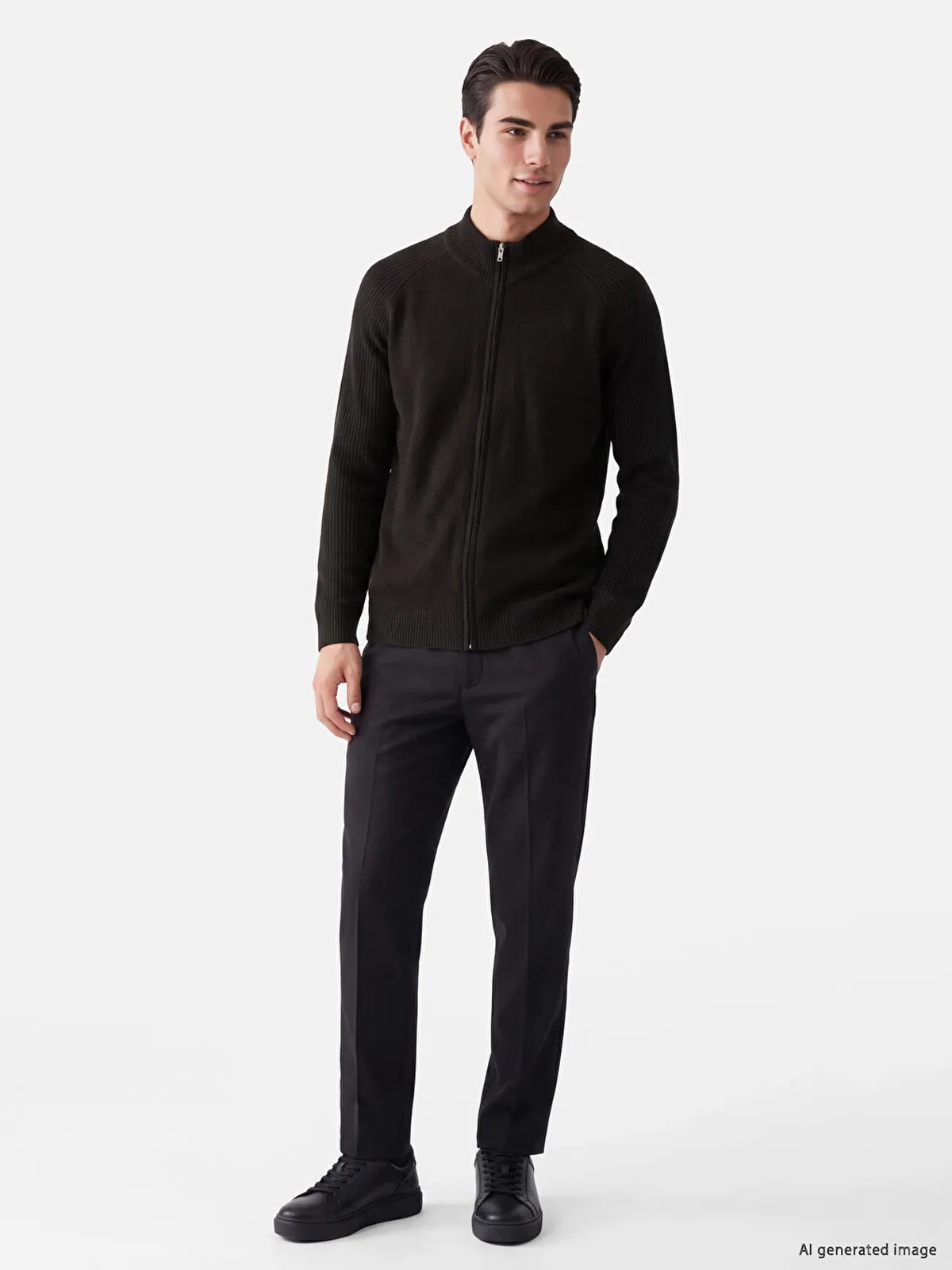 Regular Fit dik ýakaly erkek triko hirkasy - 36657320 — surat 2/6