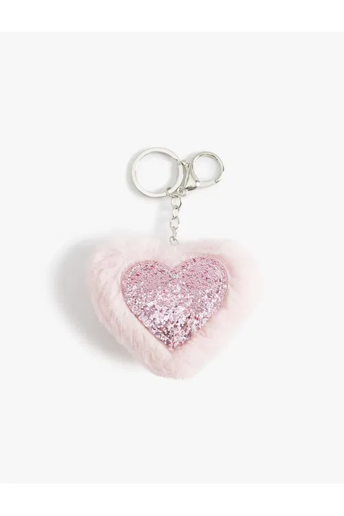 Peluş Kalpli Anahtarlık Pul Detally - 37239426
