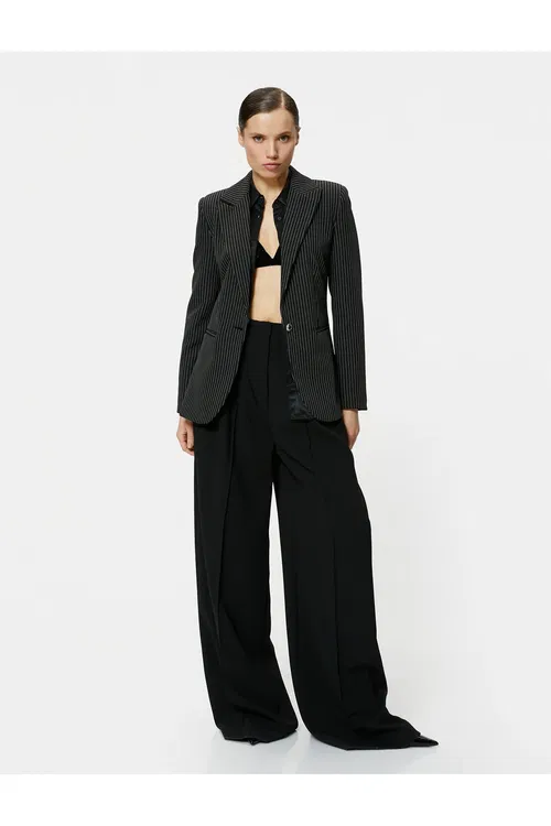 Slim Fit blazer penjek ýeke ilikli jübi detallary bolan - 37238788