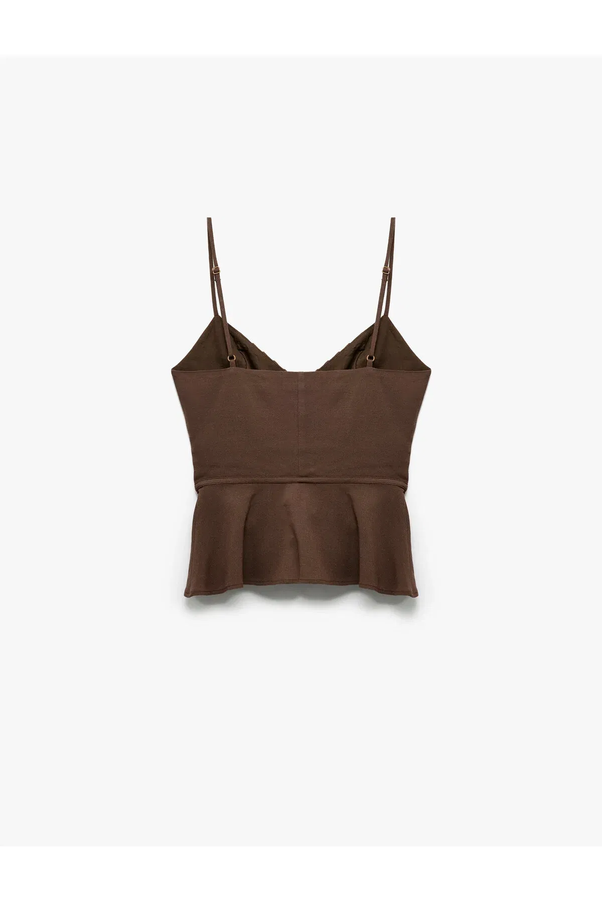 X Melis Ağazat- Ilikli Inçe Kemerli Crop Keten Gatyşykly Peplum Bluzka - 37239471 — surat 5/6