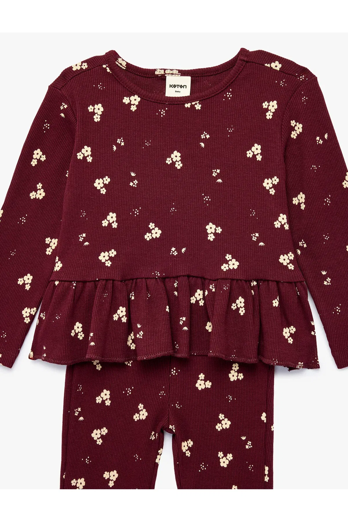 Kaşkorse Tegelek Ýaka Ýeňli Gül Nagyşly Pagta 2' Li Komplekt - 37237118 — surat 4/4