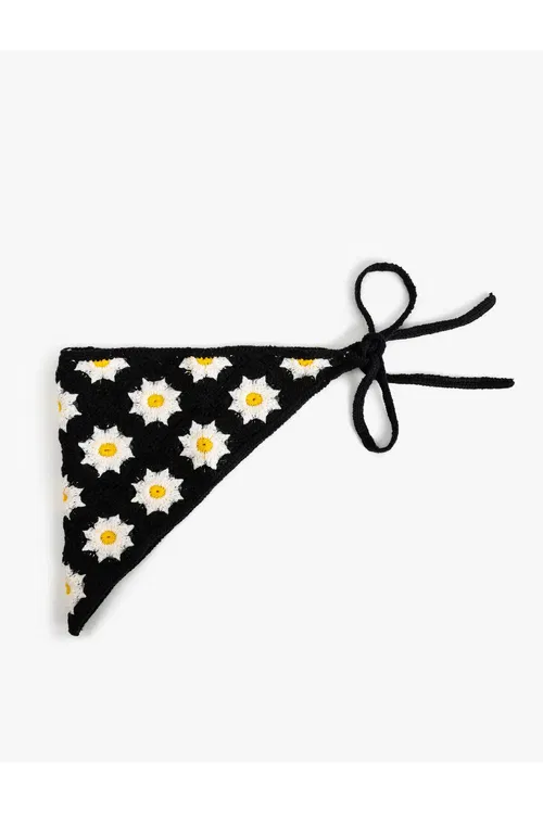 Kroşe Gülli Üç Burç Bandana - 37239473
