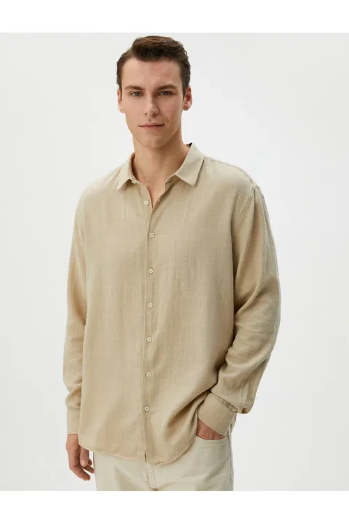 Italyan Ýaka Köýnek Ýeňli Pagta Regular Fit - 37238663