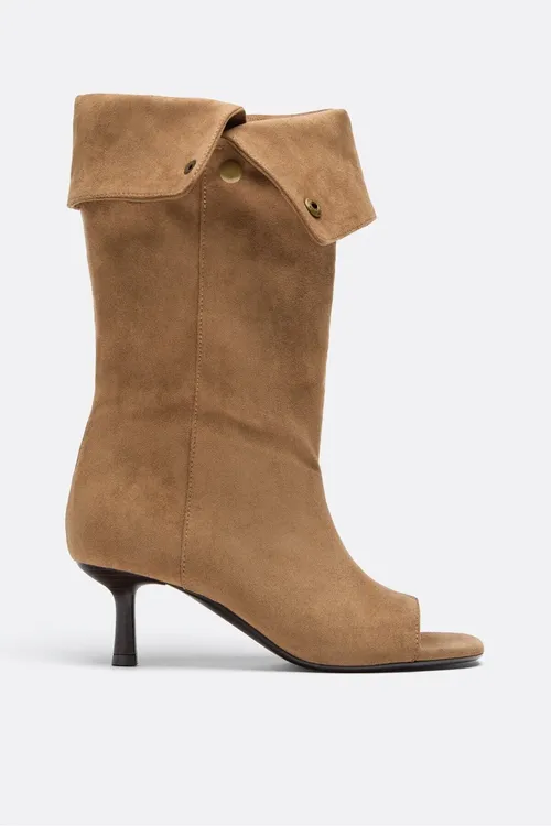 Süni zamş, slouchy biçüwli, peep toe ökjeli ädik - 36015012